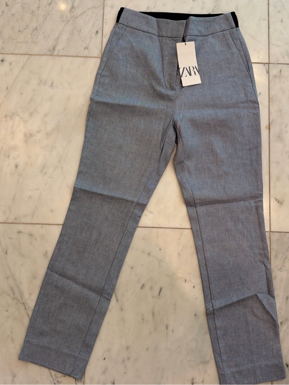 Zara Women's Blue Skinny Ankle Pants Elastic back size medium nwt